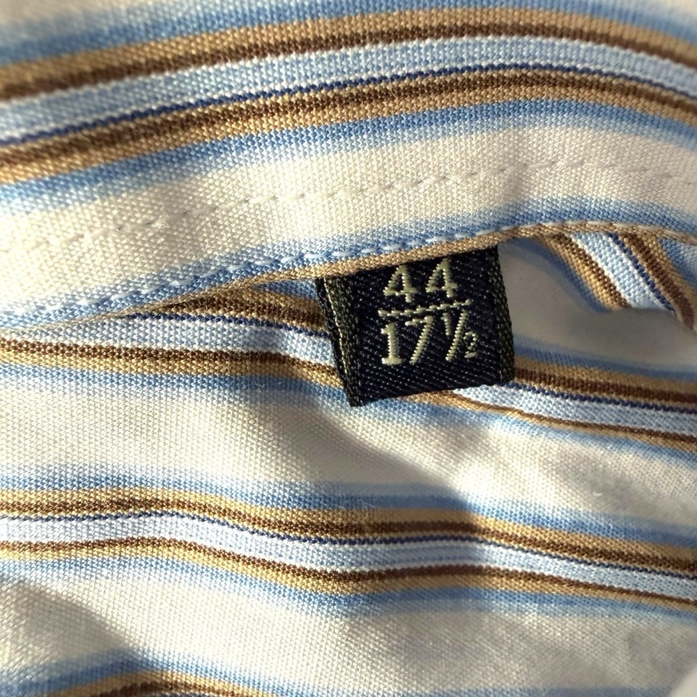 Canali Button Up Dress Shirt Mens Sz 44 EU 17.5 US Multicolor Striped Made Italy - Picture 6 of 11